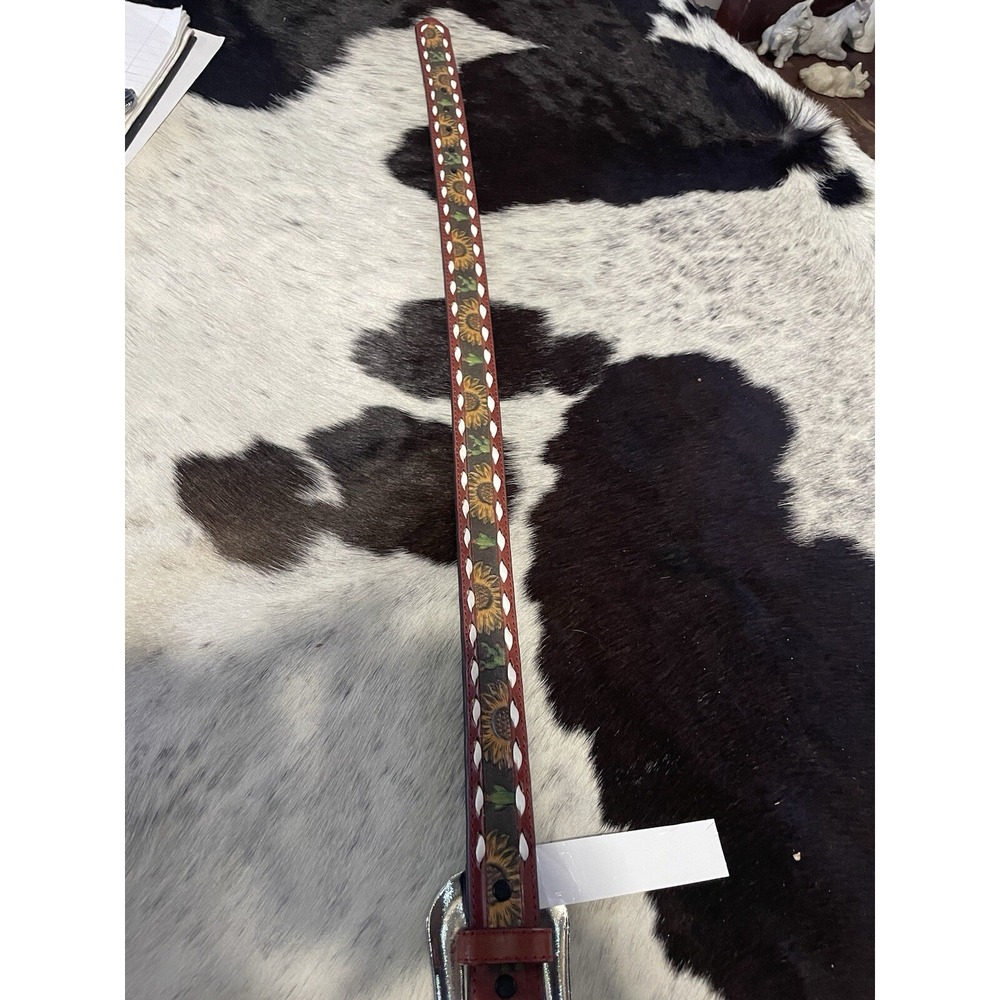Angel Ranch kids western Cowgirl Rodeo Belt NWTS Sunflowers leather - Picture 4 of 7